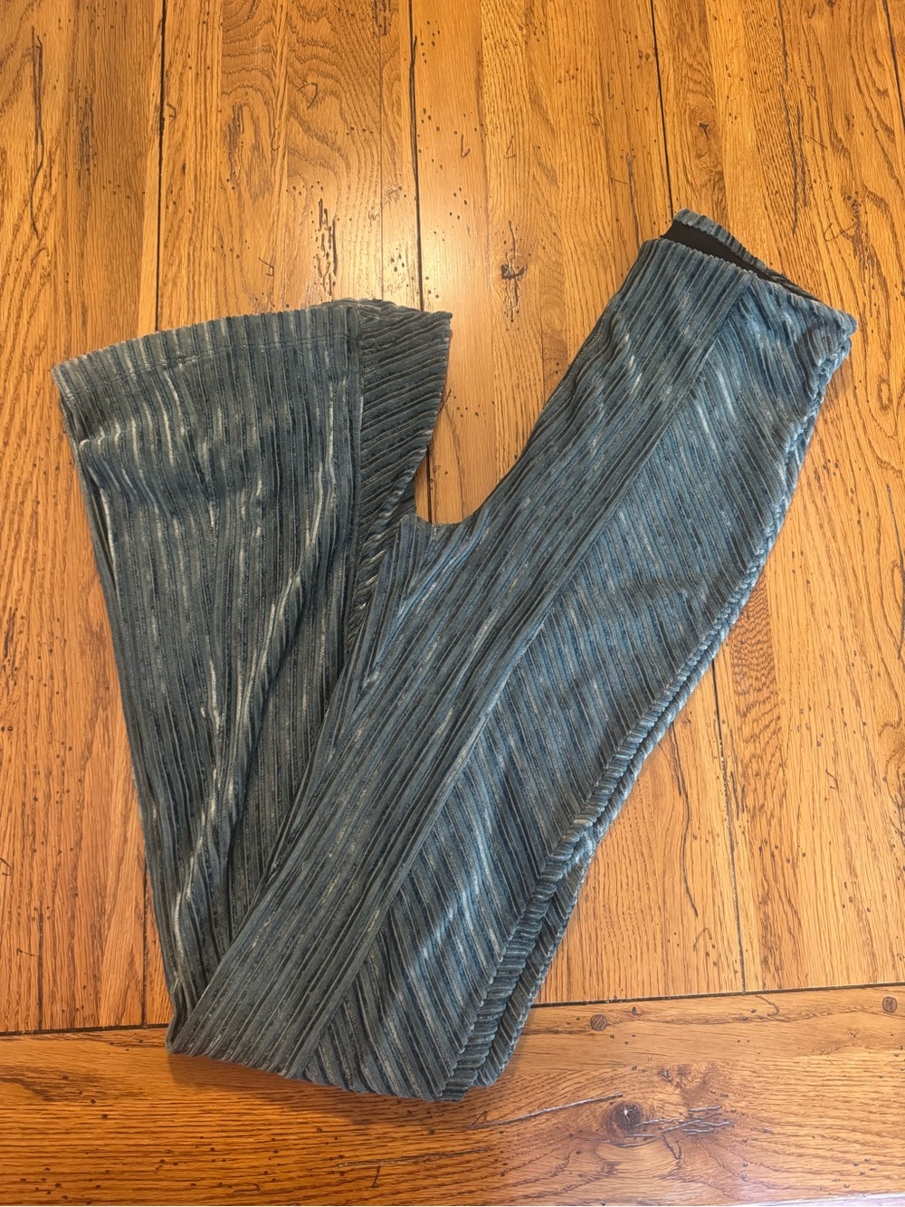 Free People Blue Ribbed Velvet Wide-Leg Pants